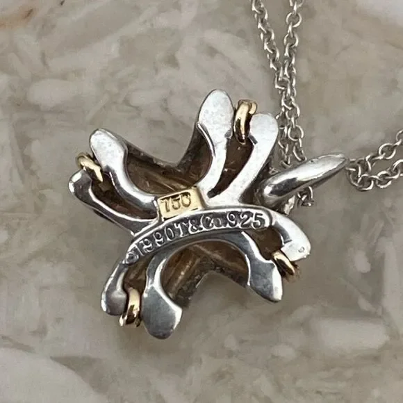 Tiffany & Co. 18K Gold & Sterling Silver Signature "X" Pendant Necklace - Picture 6 of 8